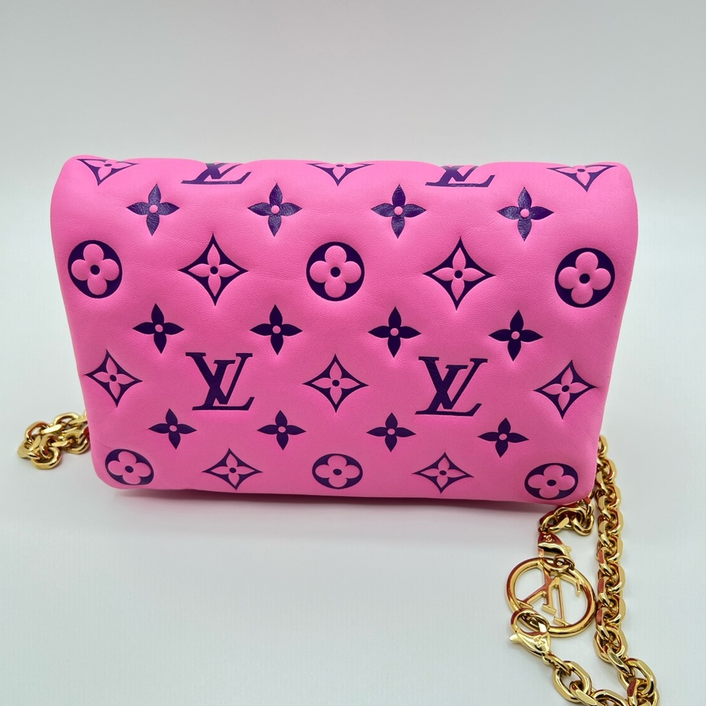 Louis Vuitton Lambskin Embossed Monogram Vuittamins Pochette Coussin Rose Violet - Picture 2 of 15